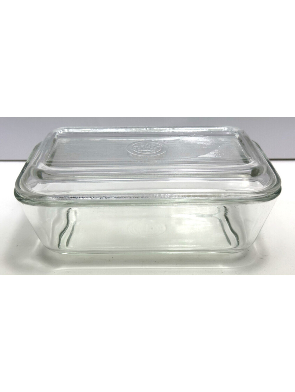 Vtg Duralex French Ribbed Glass Lidded Covered Butter Dish Clear France